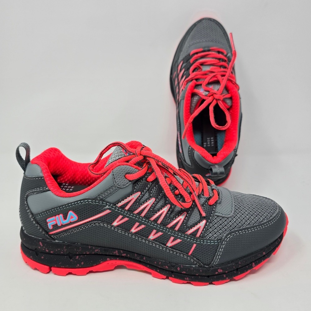 Fila Womens Trail Running Shoes Grey Pink 5JM01568-262 Size 6.5